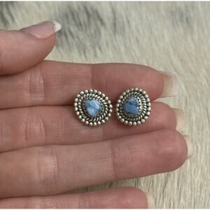 SOLD Native Sterling Silver Golden Hills Can Turquoise Stud Post Earrings